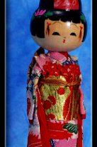 Kimono Kokeshi Mixed Media Fabric /wood