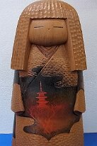Aoki Ryoka (青木 寥華) I believe this Kokeshi to be by Aoki I have included the Japanese Name. If I am mistaken please contact me with the correct information.