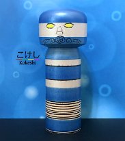 Ishinomaki Kokeshi by Hayashi Takatoshi (林貴俊) Blue Silver Robot